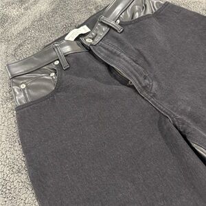 Abercrombie & Fitch Black Pants with Leather Details